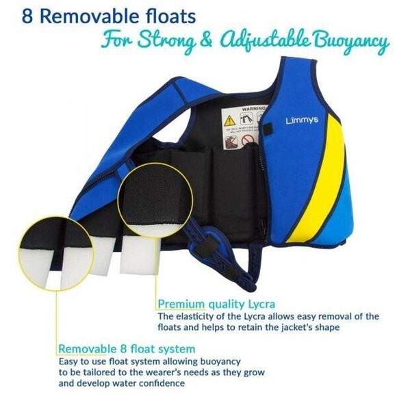 New Size Small Limmys Premium Neoprene Kids Swim Vest Buoyancy - Picture 2 of 9